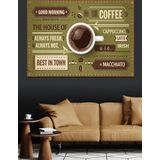 Retro Kahve Menü Posteri Dekoratif Kanvas - Mdf Ahşap Tablo