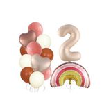 Retro Kalp Rakam Gökkuşaği Yaş Balon Set, 2