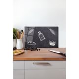 Retro Kara Tahta Cam Kesme Tahtası , Silikon Ayaklı, Isıya Kırılmaya Dayanıklı, Sunum Kesim Tablası - 30 x 45 cm
