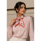 Retro Kiraz Desen Pembe-Kırmızı Soft Bandana Fular 50x50 cm