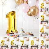 Retro Krom Gold Pembe Beyaz Balon Seti Gold Rakamlı Doğum Günü Balonu Şık Parti Süsleme