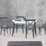 Retro Masa Çarpı Çıtalı Tonet Sandalye, Beyaz, 125X80