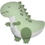 Retro Mat Yeşil Dinozor Folyo Balon 53X73 cm - Yeşil - Beyaz