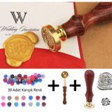 Retro Mektup Mühürü Damga Good Luck + 30 Adet Mühür Mumu + Eritme Kaşığı
