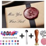 Retro Mektup Mühürü Damga Miss You + 30 Adet Mühür Mumu + Eritme Kaşığı