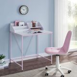 Retro Metal Ayakli Bolmeli Calisma Masasi-Pembe/Beyaz 90X75x50 Cm