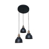 Retro Metal Dekoratif 3 Lü Siyah Rustik Avize Çap:30 Cm