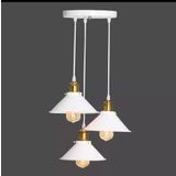Retro Metal Dekoratif Beyaz 3 Lü Sarkıt Avize Çap:30 cm
