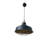 Retro Metal Siyah Dekoratif Eskitme Duylu Kafesli Siyah İçi Gold Kafe Mutfak Avize Çap:30 Cm