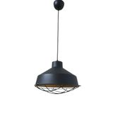 Retro Metal Siyah Dekoratif Kafesli Siyah İçi Gold Kafe Mutfak Avize Çap:30 Cm