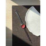 Retro Minimal Boncuk Kordon Vintage Kadın Kol Saati Içi Kırmızı - Altın