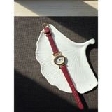 Retro Minimal Deri Kordon Vintage Kadın Kol Saati Kelebek Model - Altın