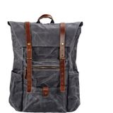 Retro Mumlu Kanvas Deri Büyük Outdoor Sırt Çantası (gri)