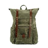 Retro Mumlu Kanvas Deri Büyük Outdoor Sırt Çantası (yeşil)