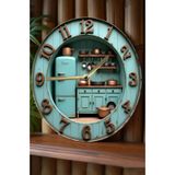 Retro Mutfak Temalı Çift Katmanlı Mdf Duvar Saati 33 Cm 3d Görünümlü 2d Hd Baskı Sdw361 Renkli