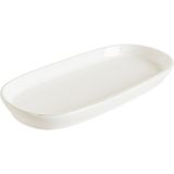 Retro Olive Hygge 12 Adet 21CM Yeşil Kenar Çizgili Porselen Oval Tabak