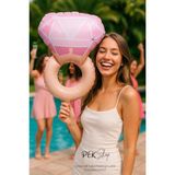 Retro Pembe Tek Taş Yüzük Folyo Balon Bekarlığa Veda Bride Parti Balonu - 1 Adet