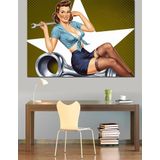 Retro Pinup Kadın Posteri Dekoratif Kanvas - Mdf Ahşap Tablo