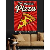 Retro Pizza Dilimi Posteri Dekoratif Kanvas - Mdf Ahşap Tablo