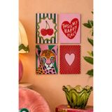 Retro & Pop Art Desenli Tablo Seti 4'lü Set – 15x20 cm, 3 mm MDF, UV Baskı