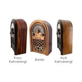 Retro Radyo Taşınabilir Bluetooth Speaker ve Hoparlör Ahşap Kaplama Klasik Antika Tarzı Iç ve Dış Mekan Multiband USB Girişli Dekoratif Klasik Radyo R-1950-BTL (Koyu Kahverengi R-1950-BTL) - Option-1