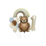 Retro Renk Ayicik Folyolu Yaş Balon Set, 1