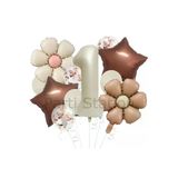 Retro Renk Papatya Konsept 1 Yaş Balon Set Retro Renk Tema Doğum Günü Parti Balon Set