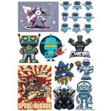 Retro Robot Sticker Set 13 Parça Telefon, Tablet, Defter, Laptop Sticker