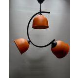 RETRO RUSTİK ÜÇLÜ TURUNCU BAŞLIKLI METAL SARKIT AVİZE MYL002915
