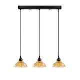 RETRO RUSTİK VİNATGE SIRALI MASA ÜSÜTÜ ÜÇLÜ AVİZE BAL CAMLI 60 CM EN CAMLAR 20 CM MYL002643