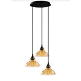 RETRO RUSTİK VİNTAGE BAL CAMLI ÜÇLÜ SARKIT AVİZE 30 CM TABAN CAMLAR 20 CM MYL002642
