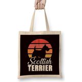 Retro Scottish Terrier Dog Breed Vintage Scottie Owner Paw Bez Çanta Uzun Saplı - Açık Bej - 40 X 40