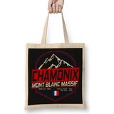 Retro Ski Chamonix Mont Blanc France Skiing And Mountain Biking Paradise 01 Bez Çanta Uzun Saplı - Açık Bej - 40 X 40