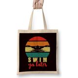 Retro Swim Ya Later Swimmer Water Sports Swimming Pool Coach Bez Çanta Uzun Saplı - Açık Bej - 40 X 40