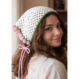 Retro Tarz El Emeği Örgü Saç Bandanası - Bağlamalı Kadın Bonnet Saç Aksesuarı