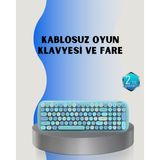 Retro Tarz Kablosuz Klavye Mouse Seti – 104 Tuşlu, Ergonomik Tasarım - Çok Renkli