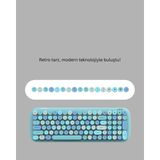 Retro Tarz Kablosuz Klavye Mouse Seti - 104 Tuşlu, Ergonomik Tasarım ( Lisinya )