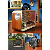 Retro Tasarımlı Bluetooth ve Fenerli Mp3 Radyo Müzik Kutusu - Ahşap - Ceviz