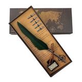 Retro Tüylü Divit Kalem Seti - Özel Kutulu Tüylü Divit Set