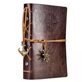 Retro Vintage Denizcilik Defteri Klasik Pu Deri Kapak Not Defteri Seyahat Günlüğü Seyahat Dergisi Doldurulabilir Eskiz Defteri Spiral Halka Binder Günlüğü Boş Sayfalar, Astarsız Kağıt, Retro Kolye, Kl