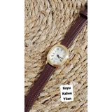 Retro Vintage Kadın Kol Saati Koyu Kahve Düz Renk , Zarif Tasarım 0014 - 20 cm.