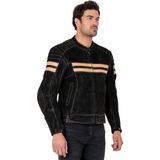 Retro Wax Black Korumalı Motosiklet Deri Montu Erkek - 4XL