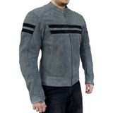 Retro Wax Grey Korumalı Motosiklet Deri Montu Erkek