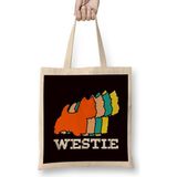 Retro Westie Vintage West Highland Terrier Dog Breed Owner Bez Çanta Uzun Saplı - Açık Bej - 40 X 40