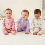 Retro Women Kız Bebek Sevimli Desenli Pamuklu Günlük Hediye 3'lü Tulum Seti - Mor - 12 Ay