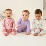 Retro Women Kız Bebek Sevimli Desenli Pamuklu Günlük Hediye 3'lü Tulum Seti - Mor - 9 Ay