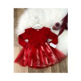 Retro Women Kız Çocuk Çiçekli Toz Pembe -kırmızı Tütü Doğum Günü Abiye Prenses Şık Elbise