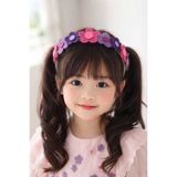 Retro Women Kız Çocuk Mor Pembe Çiçekli Keçe Doğum Günü Etkinlik Kutlama Özel Gün Prenses Taç