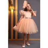 Retro Women Kız Çocuk Tül Beyaz Pembe Kırmızı Tokalı Prenses Doğum Günü Bayram Abiye Mezuniyet Şık Elbise