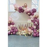 Retro Yaban Çileği Makaron Pembe Krom Gold Balon Seti 50 Adet
